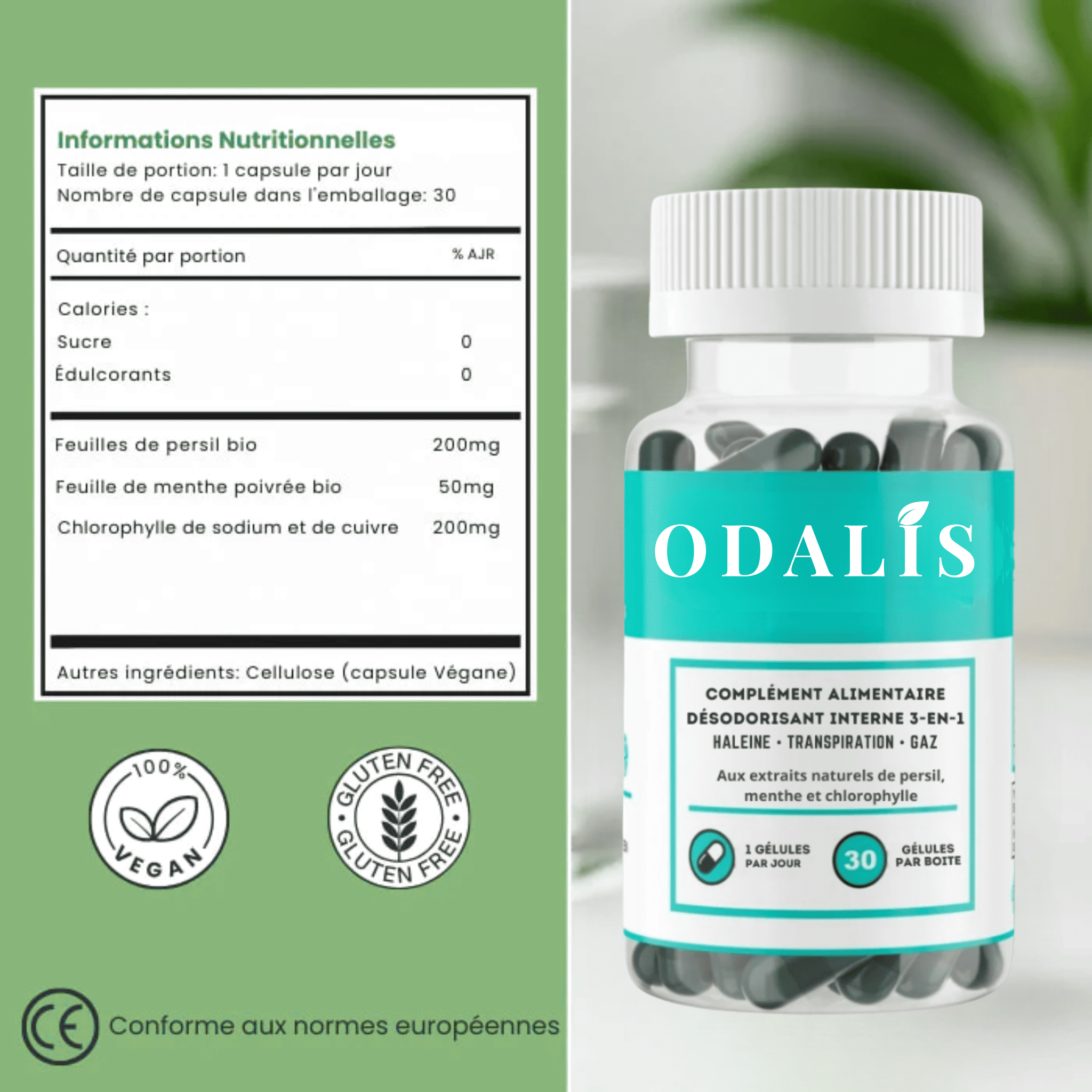 ODALIS, le complément anti-odeur 3-en-1 (haleine, transpiration, gaz)