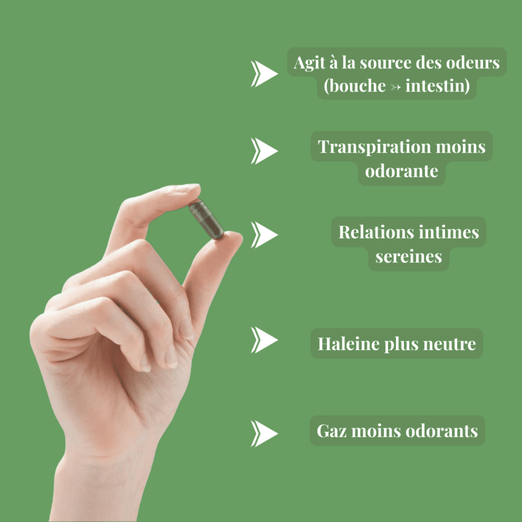 ODALIS, le complément anti-odeur 3-en-1 (haleine, transpiration, gaz)